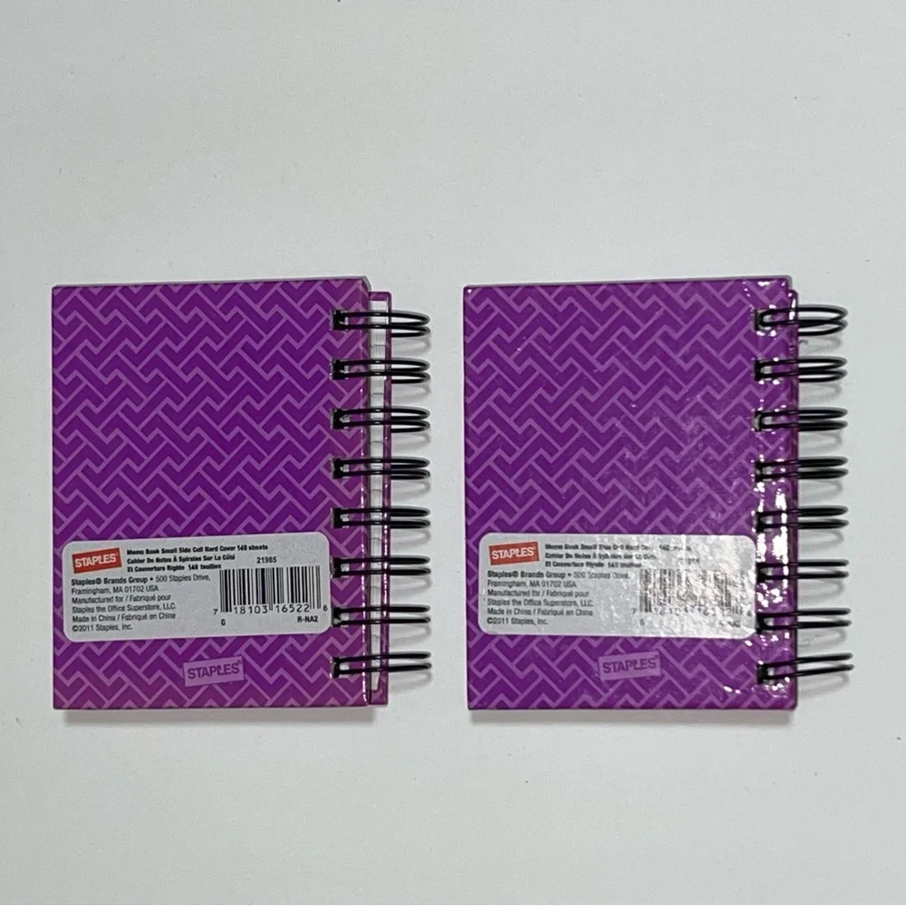 Staples Purple Small Lined Spiral Mini Notebook 3.25” x 4.25”